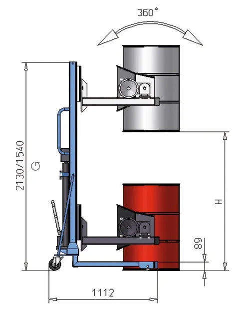 Fatlyft Servo, fatvändare 360°, 60 till 220 l-fat