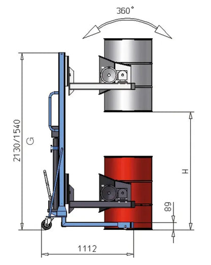 Fatlyft Servo, fatvändare 360°, 60 till 220 l-fat